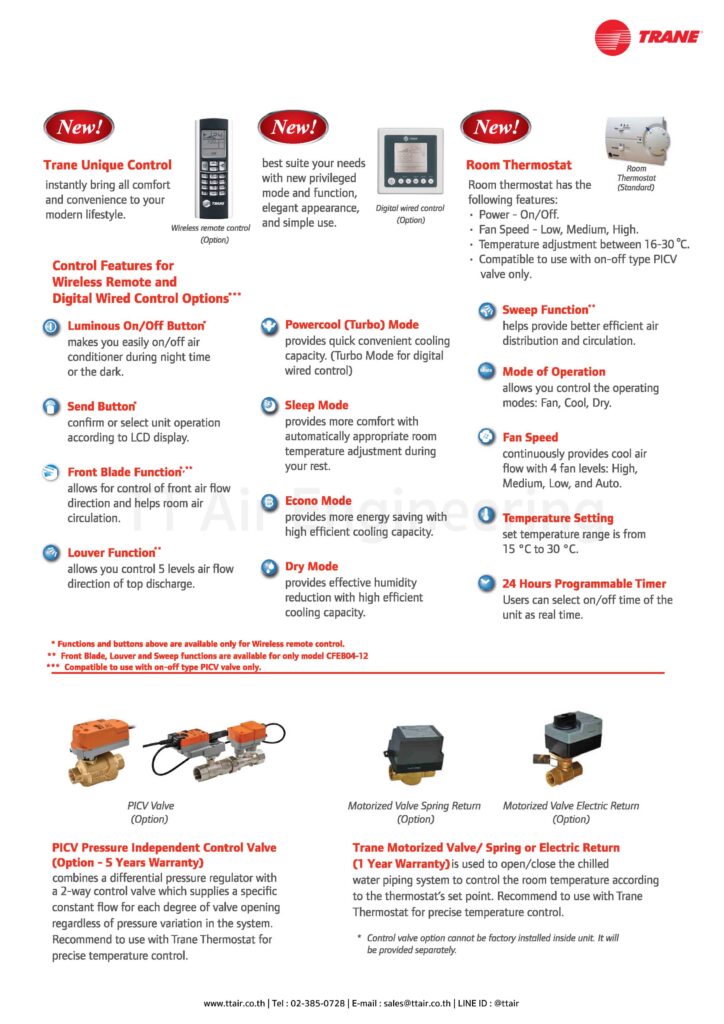แอร์คอยล์น้ำเย็น TRANE CFEB Series แบบแขวนใต้ฝ้า | TT Air Engineering