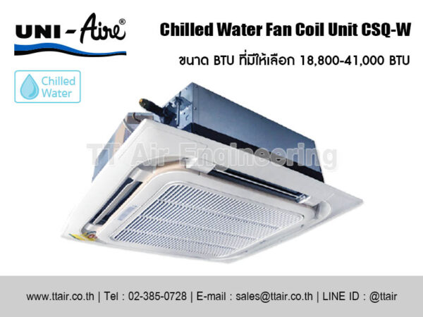 แอร์คอยล์น้ำเย็น UNI-Aire CSQ-W แบบฝังฝ้า