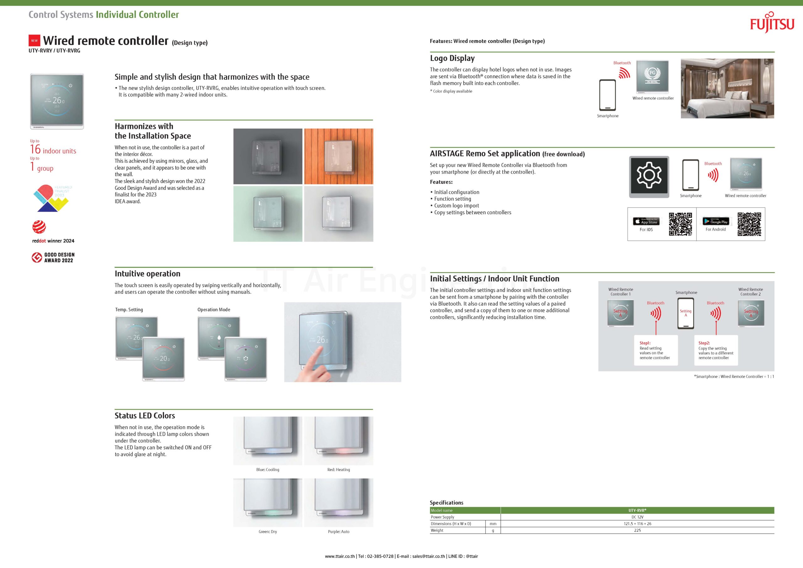 spec FUJITSU Wired Remote Controller UTY-RVRY