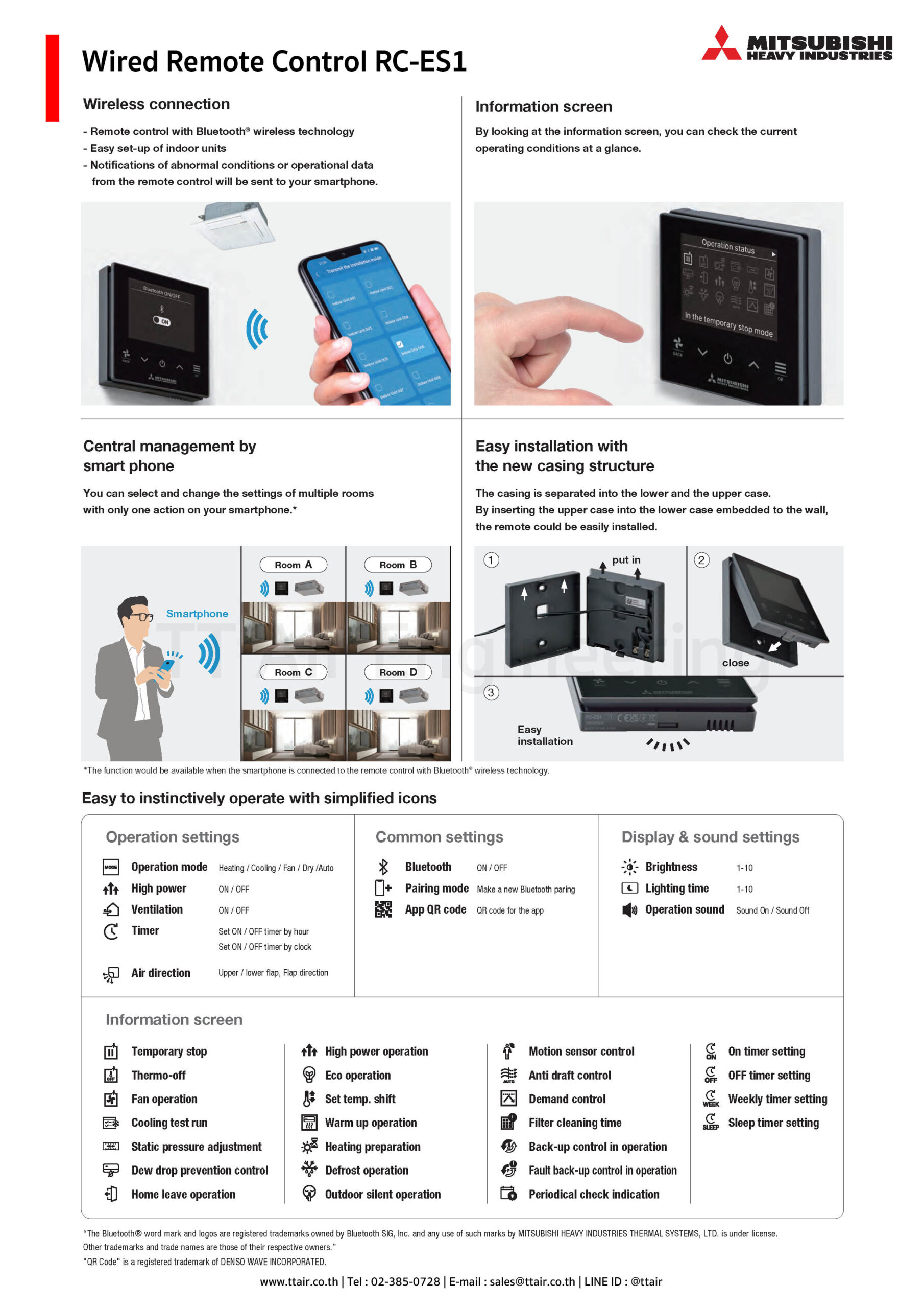 Mitsubishi Wired Remote Control RC-ES1